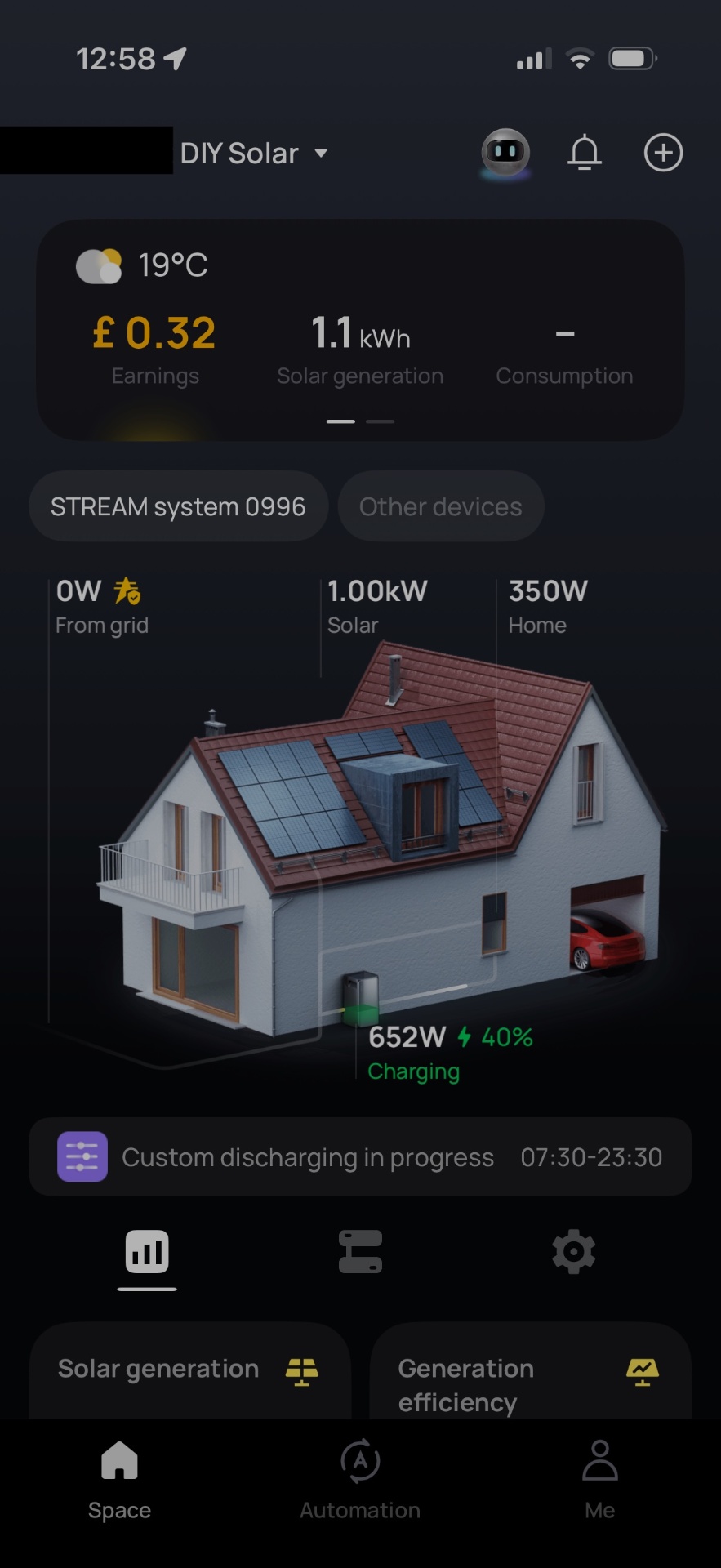 Three panels can hit 1kW in good conditions.